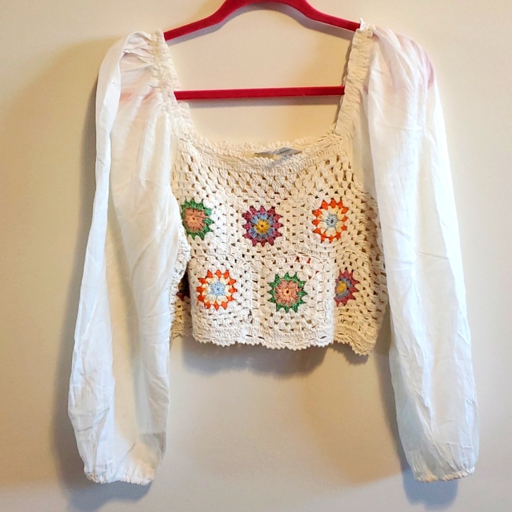 NWT Aerie cropped peasant blouse